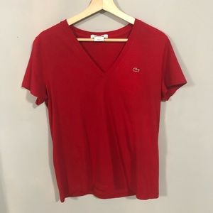 Red Lacoste v-neck
